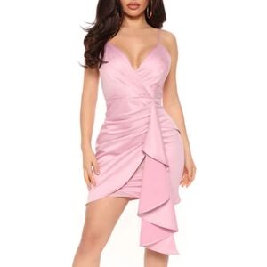 Elegant Mauve Draped Women's Dress Sz. L